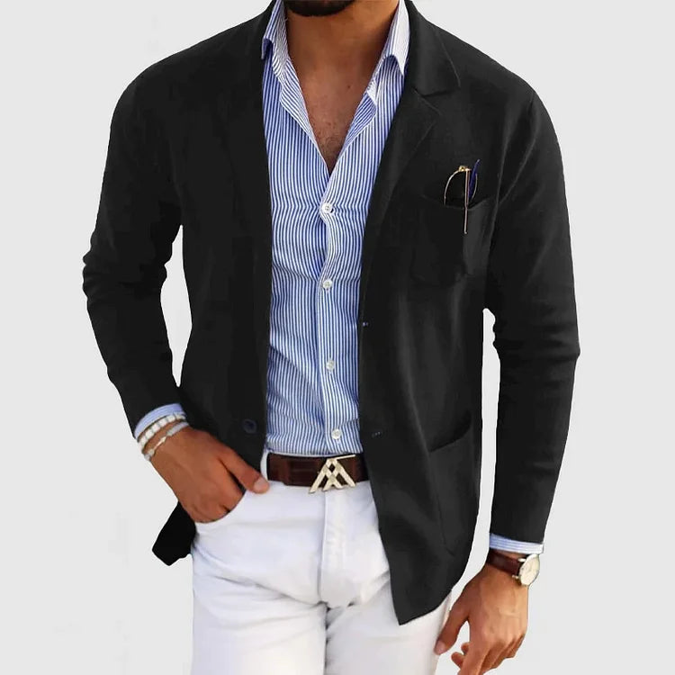 Heren Blazer Ademend Materiaalmix Getailleerde Pasvorm