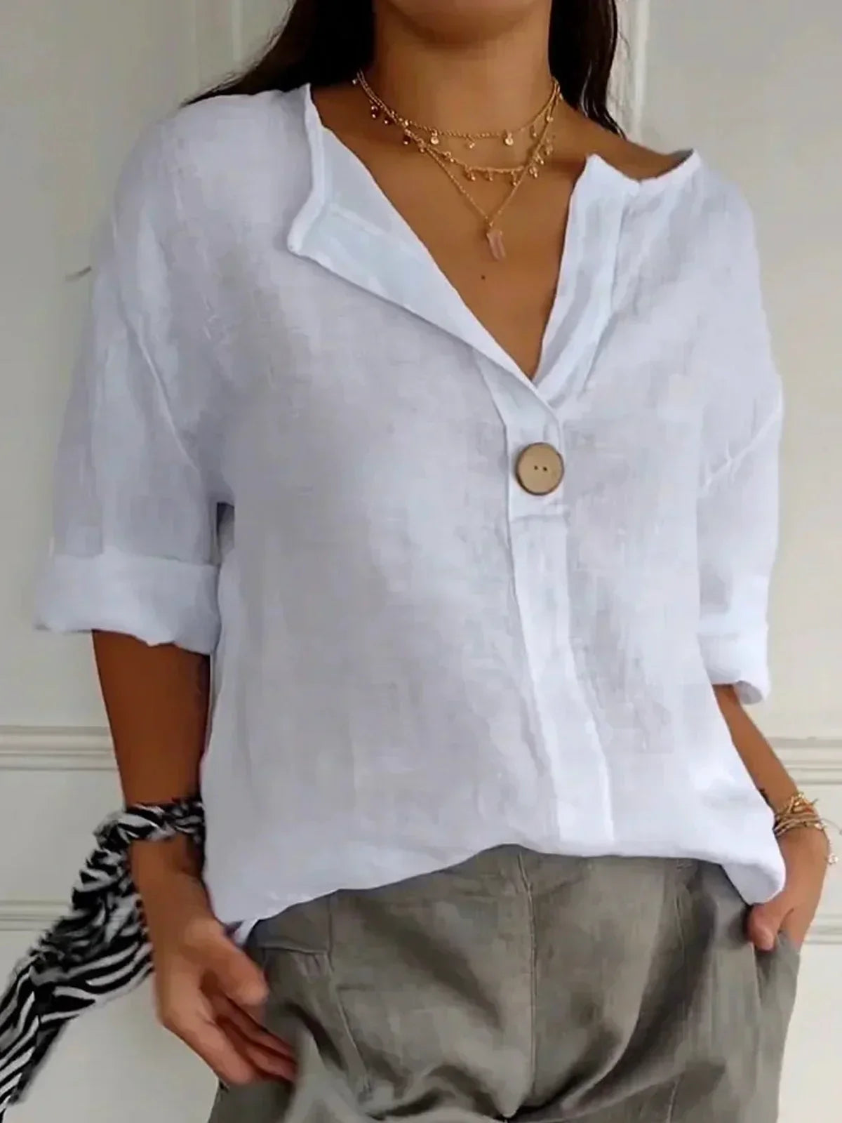 Casual V-Hals Blouse Voor Dames Met Comfortabele Pasvorm En Stijlvolle Look