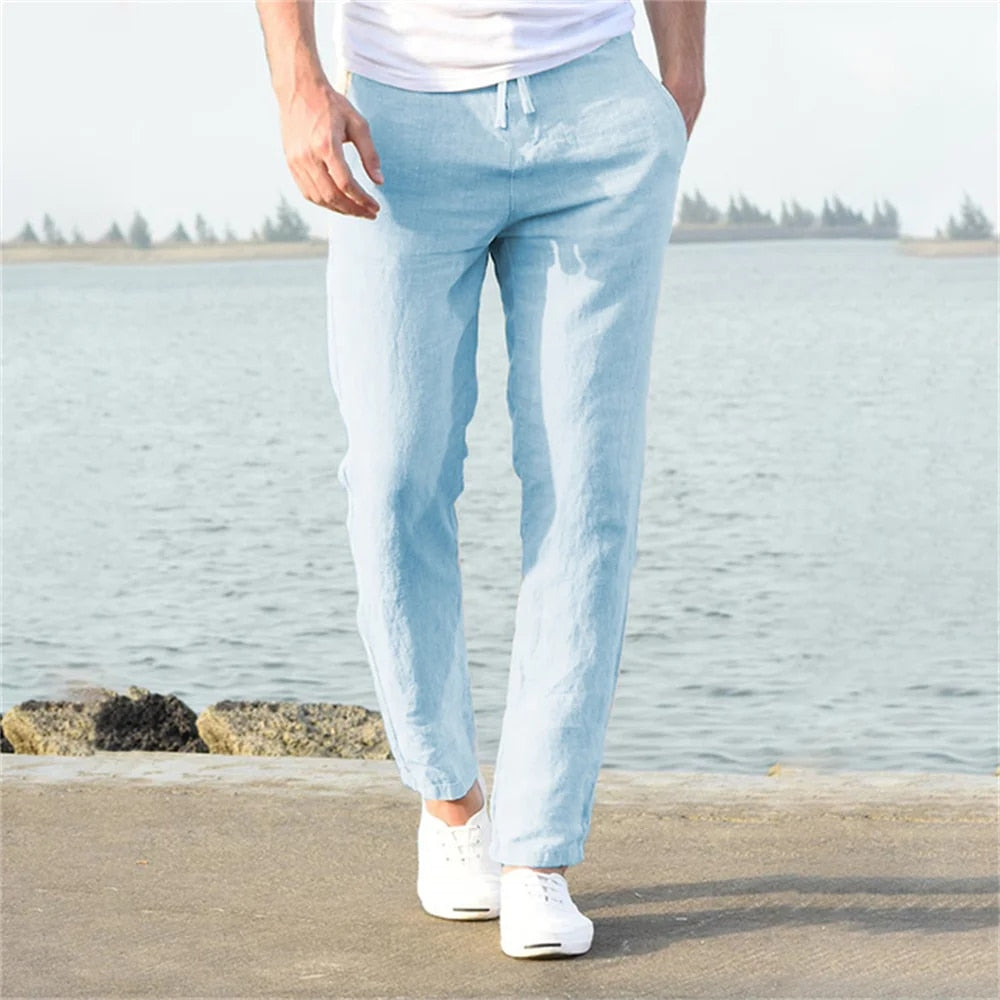 Lichte heren linnenbroek, casual en comfortabel