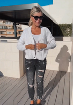 Dames Cardigan Met Knoopjes Diepe V-hals Lange Mouwen