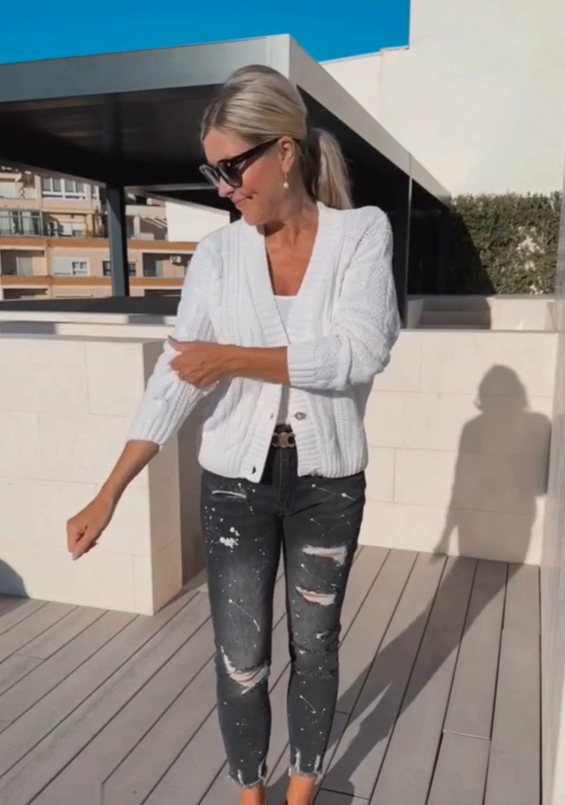 Dames Cardigan Met Knoopjes Diepe V-hals Lange Mouwen