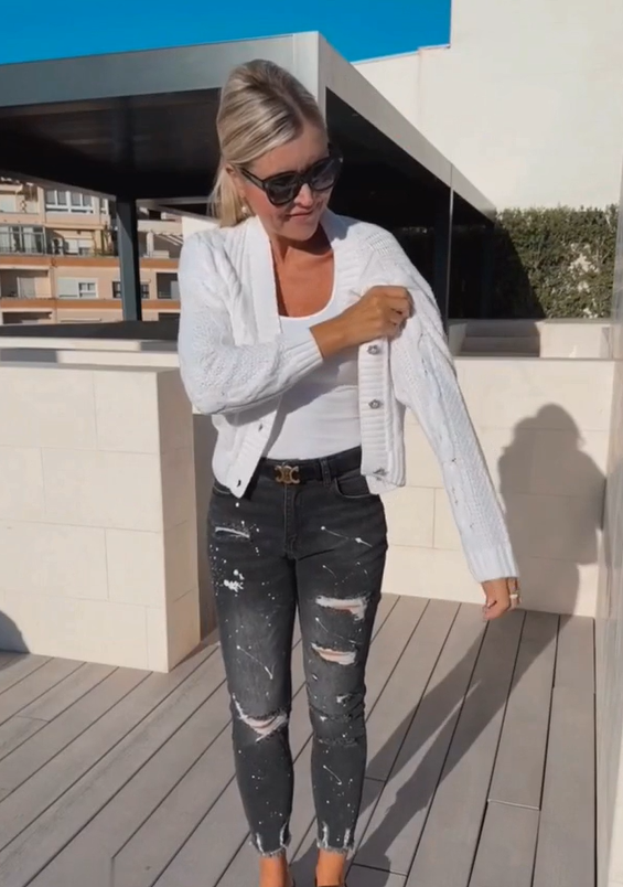 Dames Cardigan Met Knoopjes Diepe V-hals Lange Mouwen