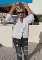 Dames Cardigan Met Knoopjes Diepe V-hals Lange Mouwen