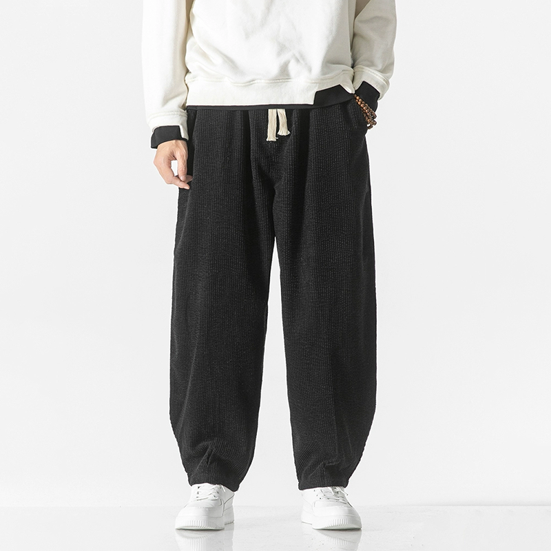 Corduroy Trekkoord Broek met Losse Pasvorm voor Dames en Heren, Casual Katoenen Broek met Elastische Manchetten en Diepe Zakken