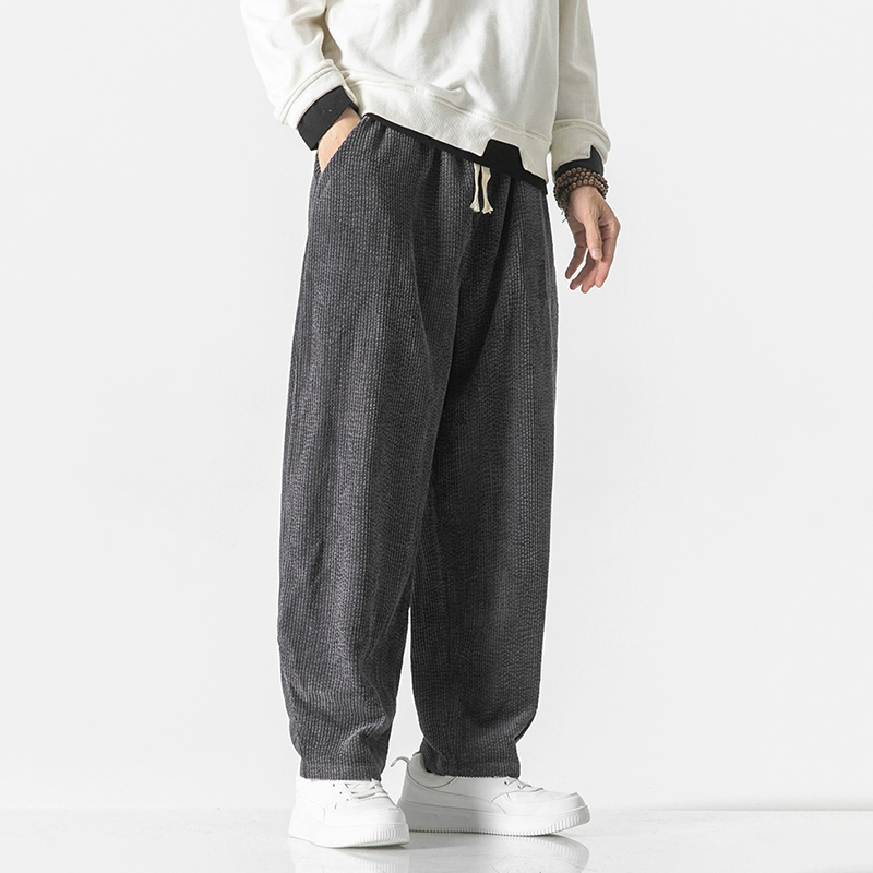 Corduroy Trekkoord Broek met Losse Pasvorm voor Dames en Heren, Casual Katoenen Broek met Elastische Manchetten en Diepe Zakken