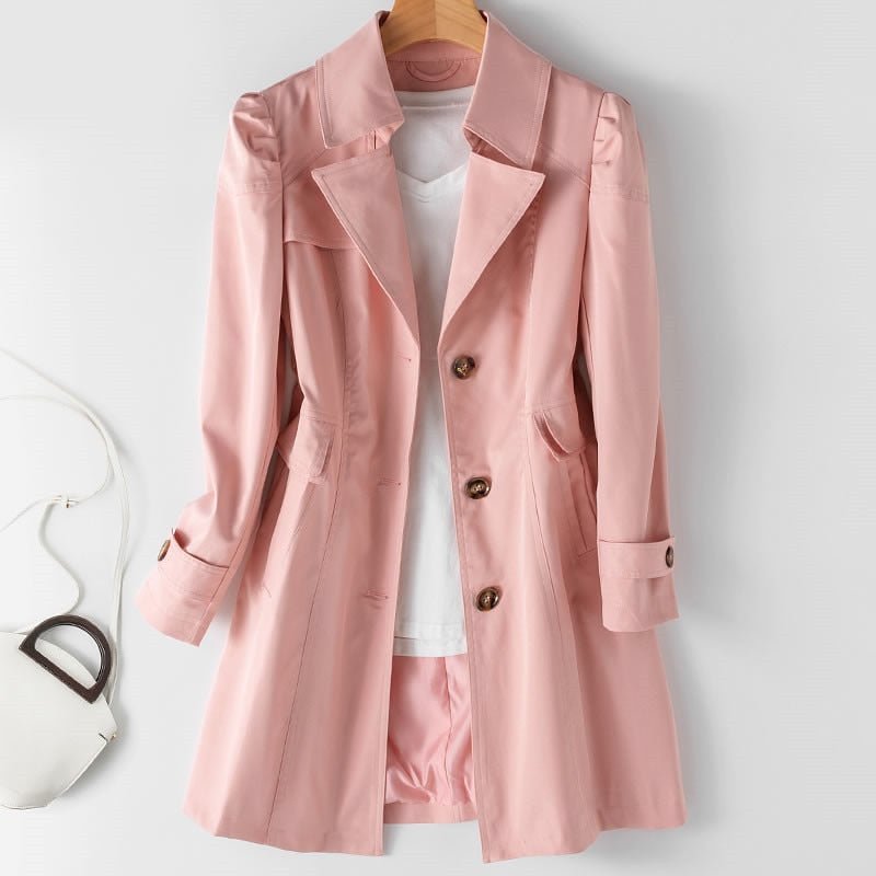 Trenchcoat Enkelbreasted Vrouwen Elegante Kleur Zwart