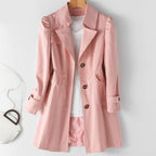 Trenchcoat Enkelbreasted Vrouwen Elegante Kleur Zwart