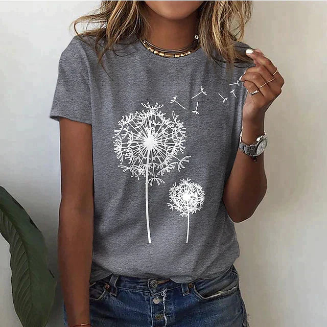 Dames T Shirt Relaxte Pasvorm Korte Mouwen Grafische Print