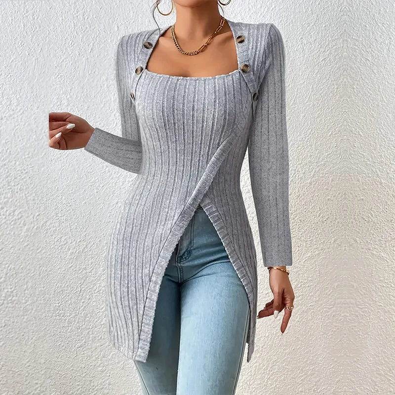 Dames Asymmetrische Geribbelde Cardigan Lente Herfst