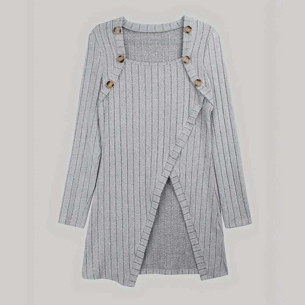 Dames Asymmetrische Geribbelde Cardigan Lente Herfst