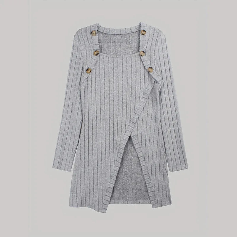 Dames Asymmetrische Geribbelde Cardigan Lente Herfst