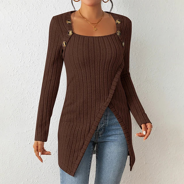 Dames Asymmetrische Geribbelde Cardigan Lente Herfst