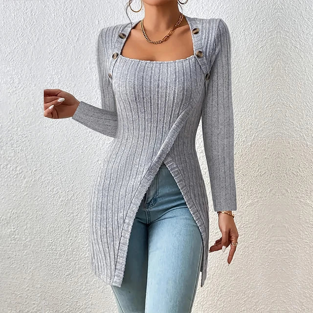 Dames Asymmetrische Geribbelde Cardigan Lente Herfst
