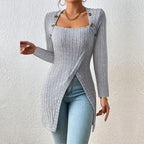 Dames Asymmetrische Geribbelde Cardigan Lente Herfst
