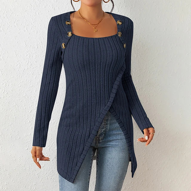 Dames Asymmetrische Geribbelde Cardigan Lente Herfst