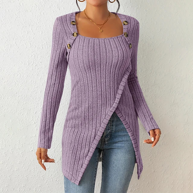 Dames Asymmetrische Geribbelde Cardigan Lente Herfst