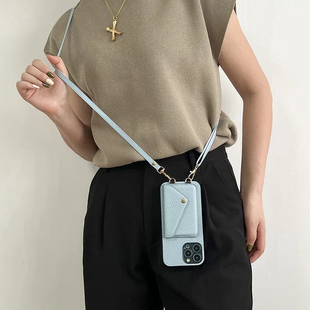 Leren Crossbody-hoes Voor Telefoon Met Koord Kaarthouder