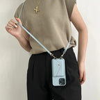 Leren Crossbody-hoes Voor Telefoon Met Koord Kaarthouder