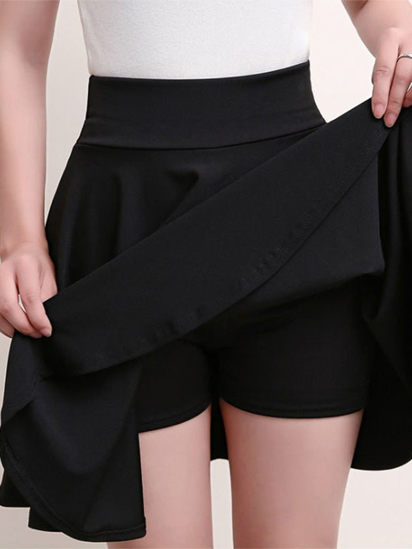A-lijn Elastische Taille Plissé Rok met Aangehechte Shorts
