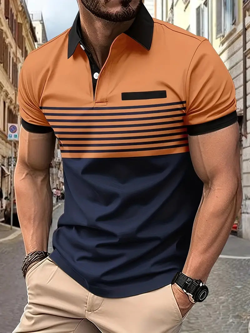 Variant image for Heren Polo Blauw Maat L Katoen Spierpassend Poloshirt-37