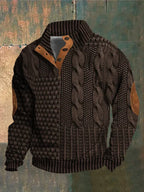 Sweatshirt Heren Patchwork Met Zachte Elleboogpatches