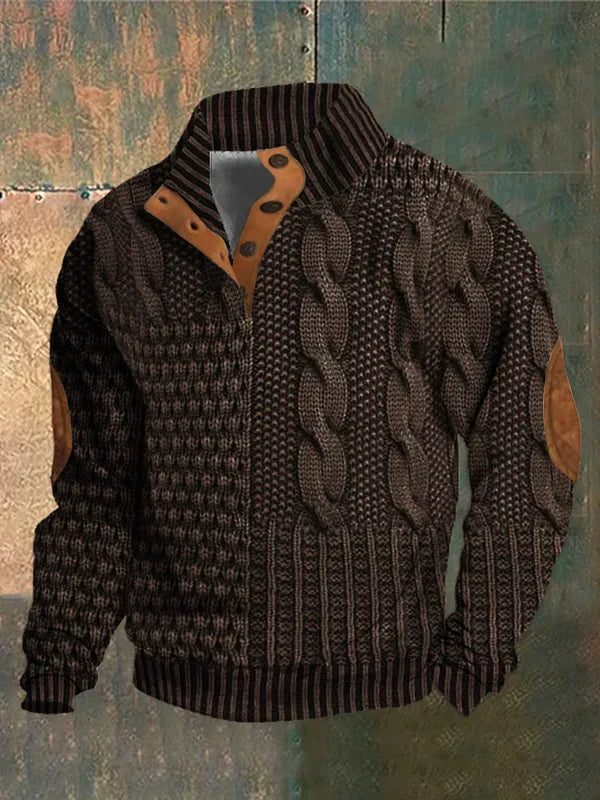 Sweatshirt Heren Patchwork Met Zachte Elleboogpatches
