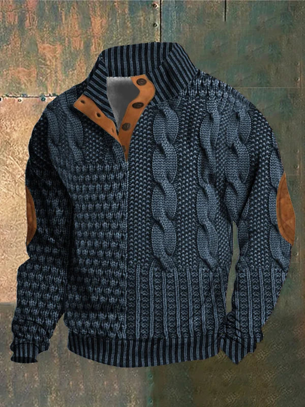 Sweatshirt Heren Patchwork Met Zachte Elleboogpatches