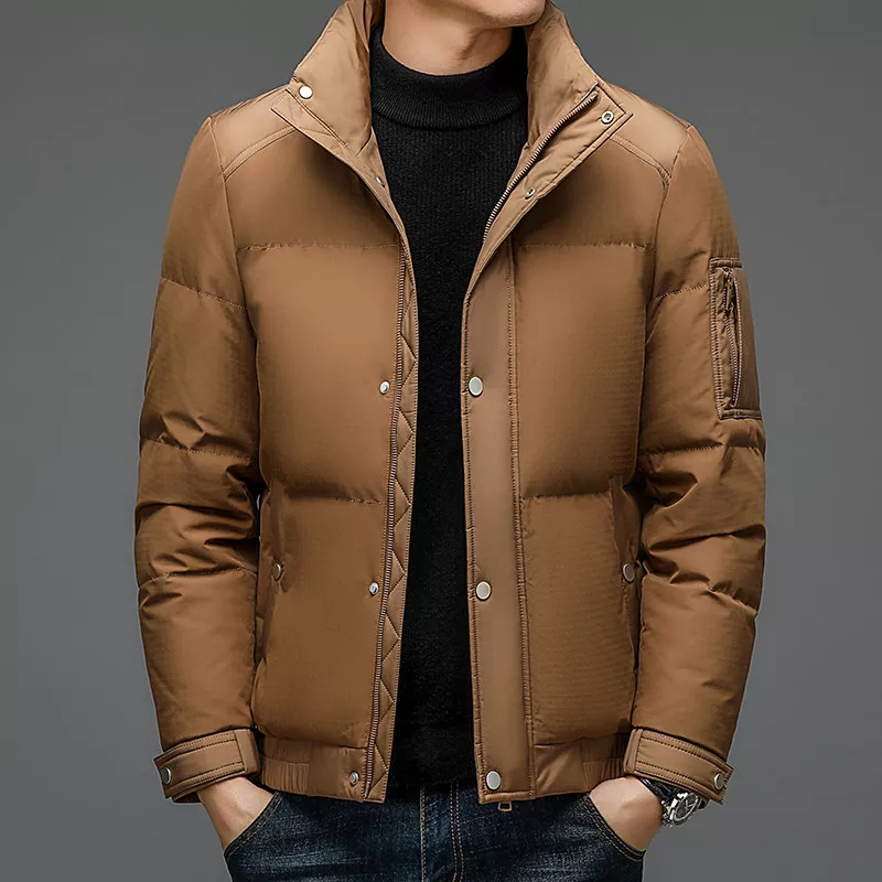 Damien | Puffer donsjack voor heren in de kleur Bruin voor heren in Outdoor stijl ideaal voor de herfst.