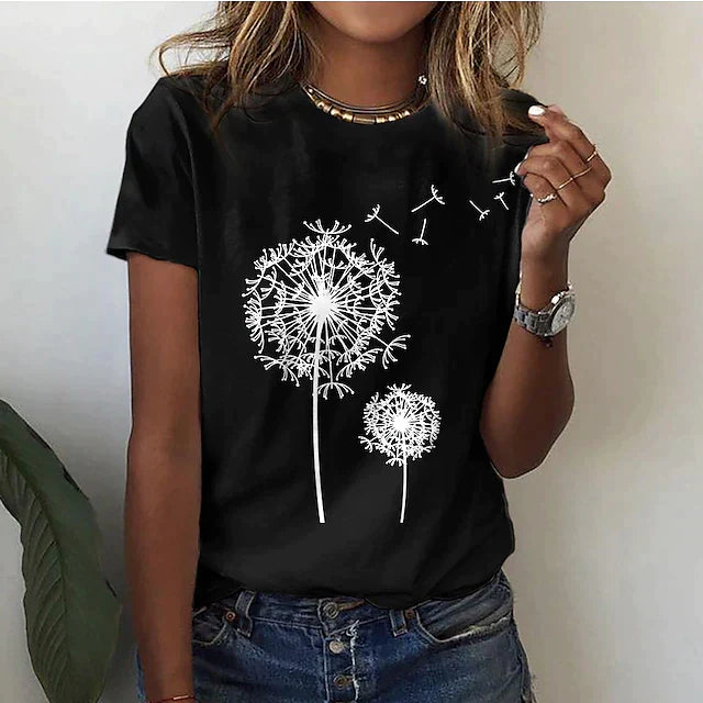 Dames T Shirt Relaxte Pasvorm Korte Mouwen Grafische Print