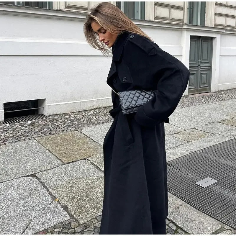 Sahara - Oversized Wollen Mantel Dames – Lange Winterjas