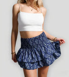 Dames Mini Rok - Gelaagde Volants - Elastische Taille - Boho Print - Comfort Fit