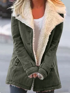 Dames Sherpa Gevoerd Fleece Jas Zachte Winterjas Warm