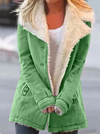 Dames Sherpa Gevoerd Fleece Jas Zachte Winterjas Warm