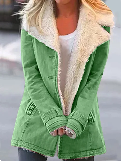 Dames Sherpa Gevoerd Fleece Jas Zachte Winterjas Warm