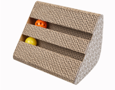 DualFun Eco Play Triangle: Krabbord voor katten met belspeeltje