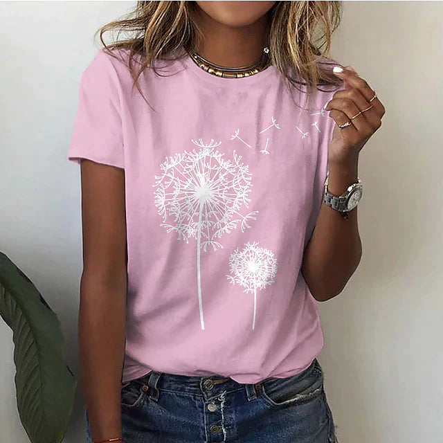 Dames T Shirt Relaxte Pasvorm Korte Mouwen Grafische Print