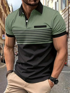 Heren Polo Blauw Maat L Katoen Spierpassend Poloshirt-2