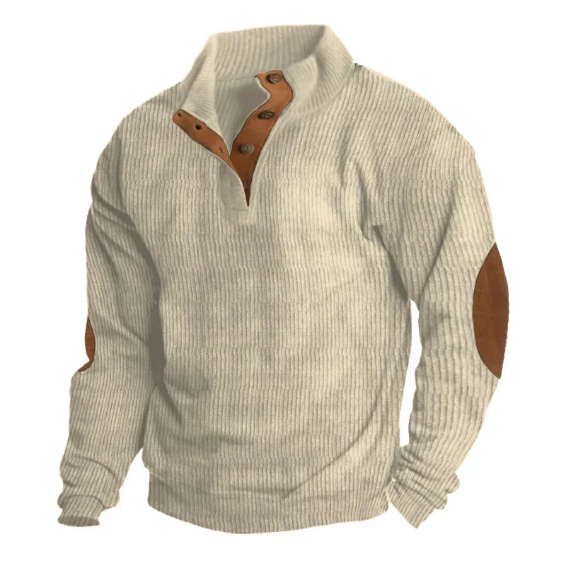Heren Sweater Zachte Elleboog Patches Met Knoopsluiting