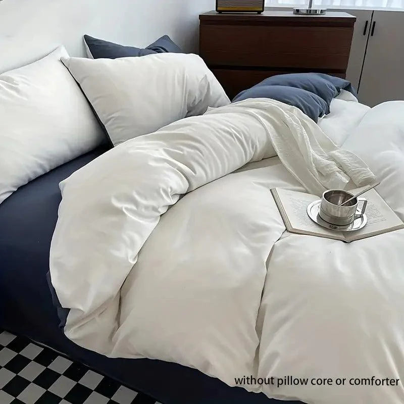 Wit-Blauw Dekbed – Effen Dekbedovertrek in Minimal Look