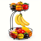 Fruitmand Ovale 2 Laags Met Bananenhouder Metalen Keuken