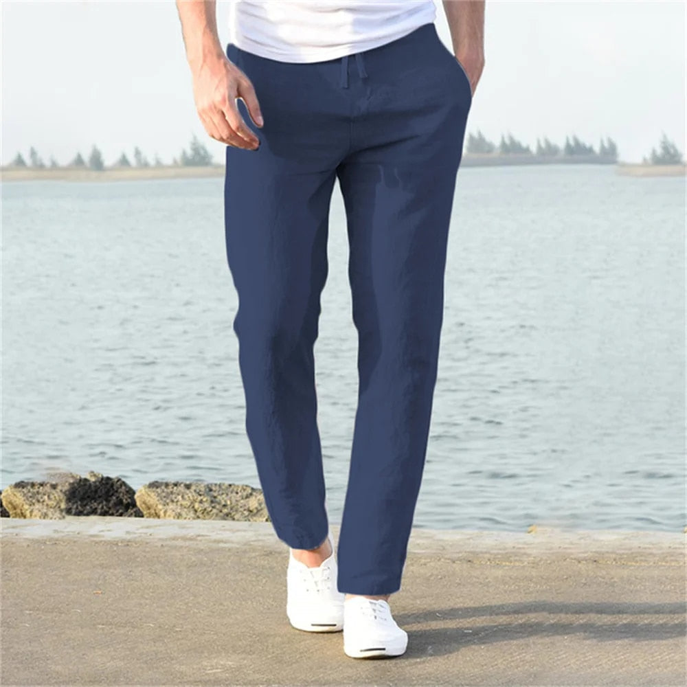 Lichte heren linnenbroek, casual en comfortabel