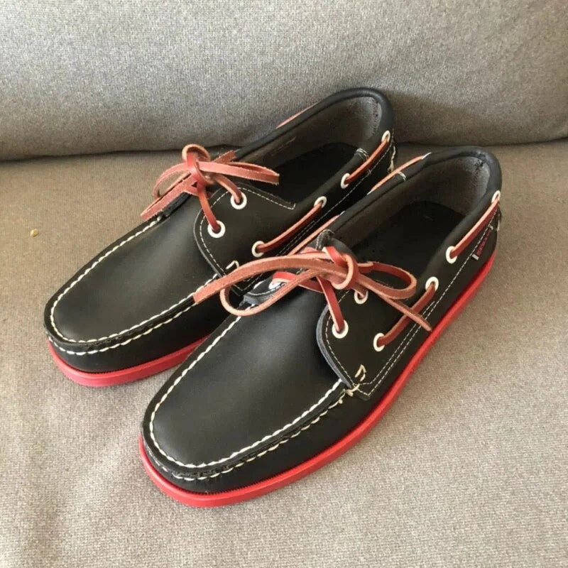 Leren Bootschoenen Heren Handgemaakt Bruin Comfortabel