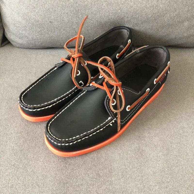 Leren Bootschoenen Heren Handgemaakt Bruin Comfortabel