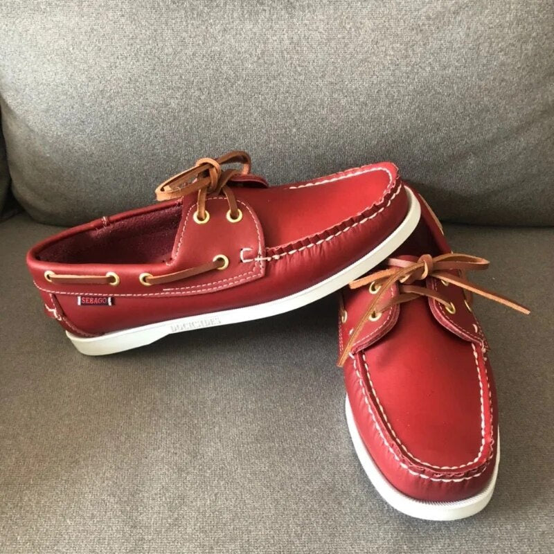 Leren Bootschoenen Heren Handgemaakt Bruin Comfortabel