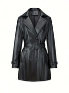 Dames Dubbelrijige Getailleerde Trenchcoat In Vintage Stijl - Trenchcoat
