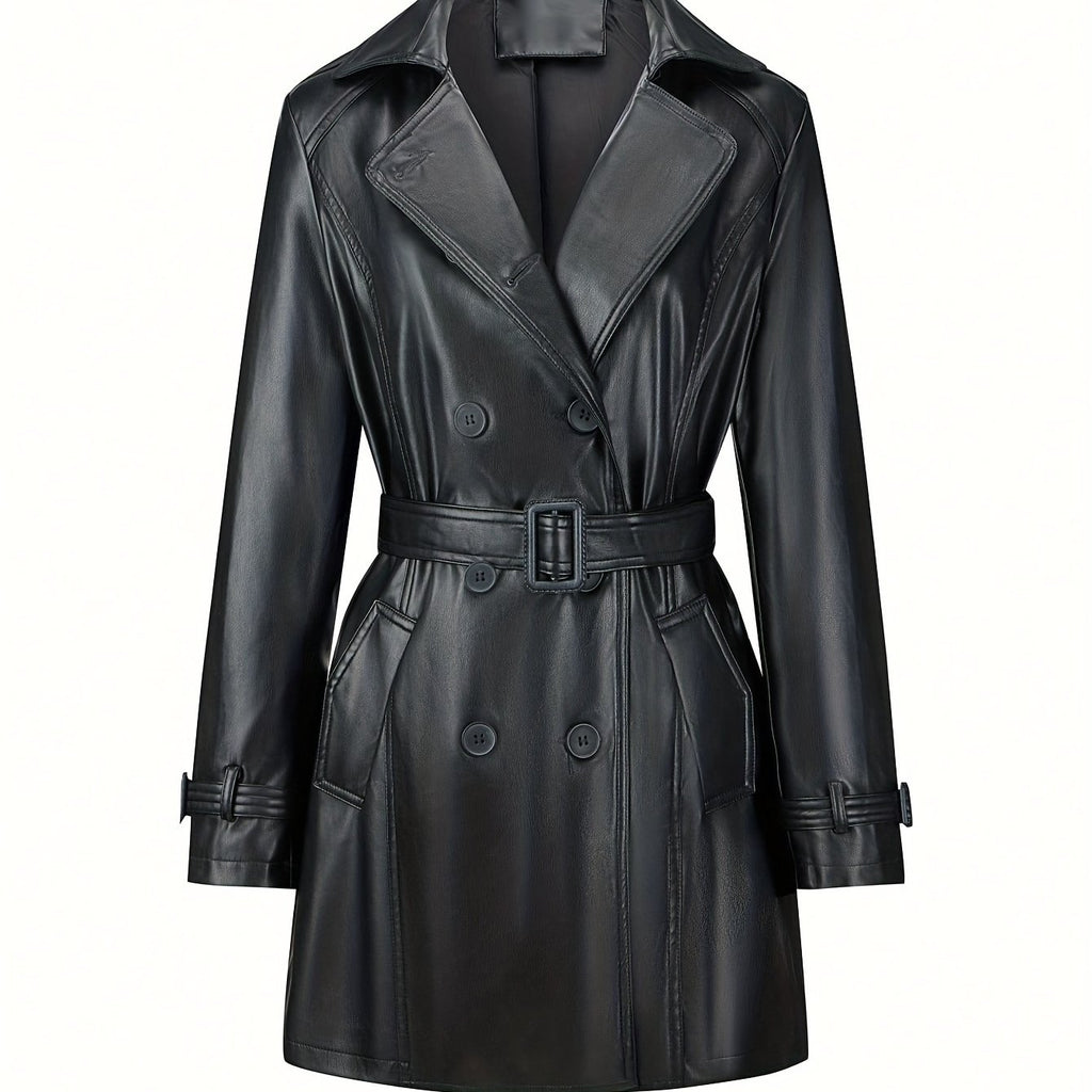 Dames Dubbelrijige Getailleerde Trenchcoat In Vintage Stijl - Trenchcoat