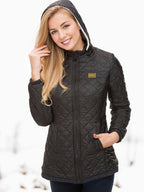 Dames Quiltjas Met Capuchon Fleece Gevoerd Rits