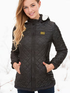Dames Quiltjas Met Capuchon Fleece Gevoerd Rits