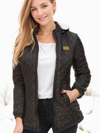 Dames Quiltjas Met Capuchon Fleece Gevoerd Rits