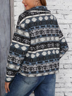 Dames Fleece Jack met Tribal Print Ritssluiting Reverskraag - Tussenjas
